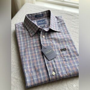 NWT Façonnable Facoclub Men's Medium Short Sleeve Plaid Cotton Button Down Disc.